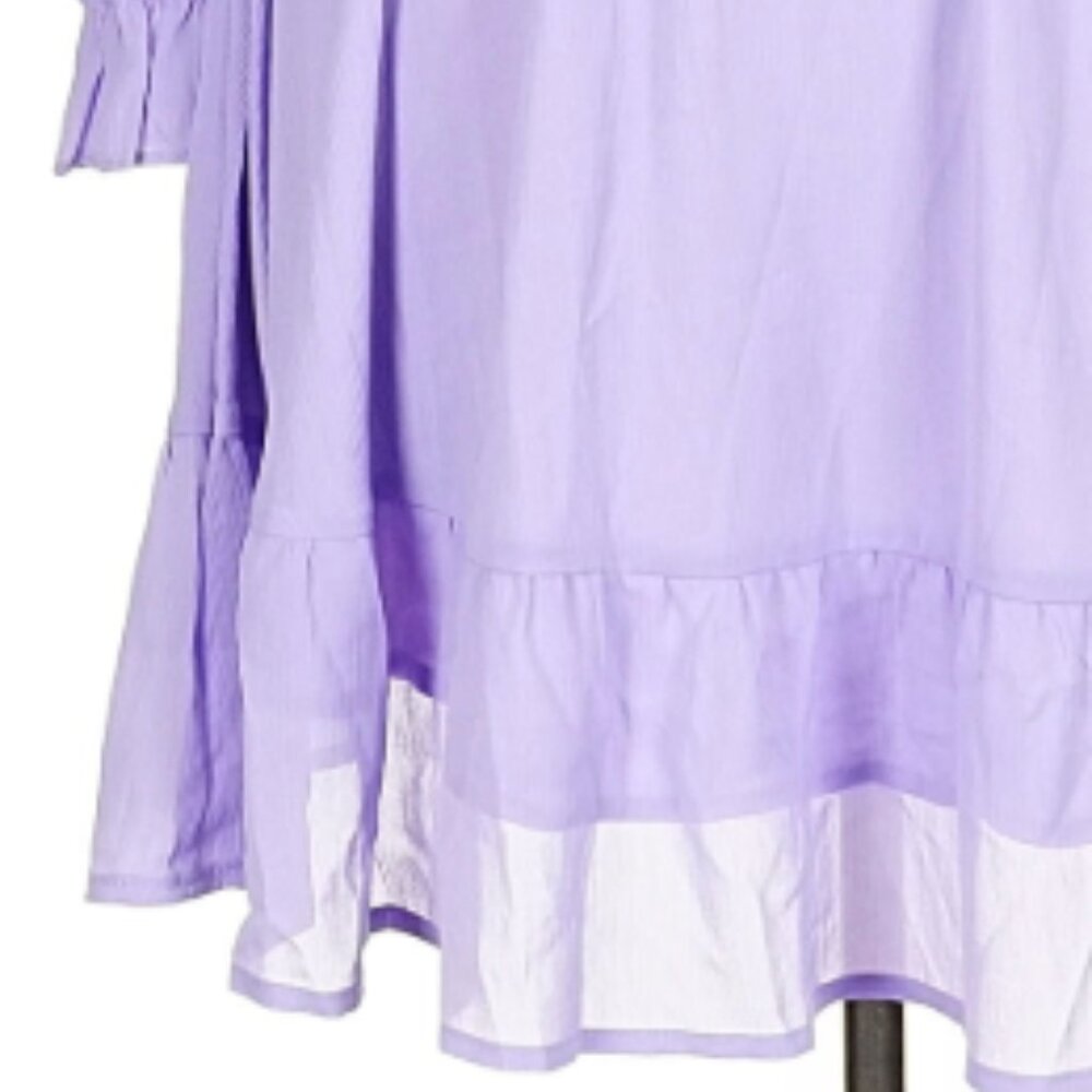 EXLURA Casual Long Lantern Sleeve Square Neck Ruffle Tie-Back Dress  - Size XXL - Picture 5 of 11